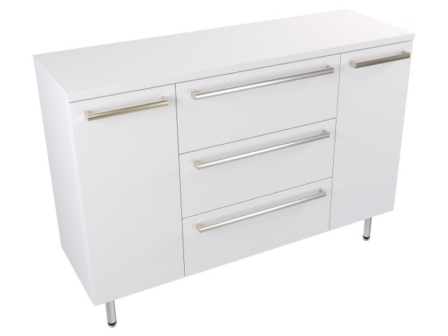 Szafka Stojąca Z Blatem ATH 120 cm KD - Biały Mat - Uchwyty Stal Szczotkowana