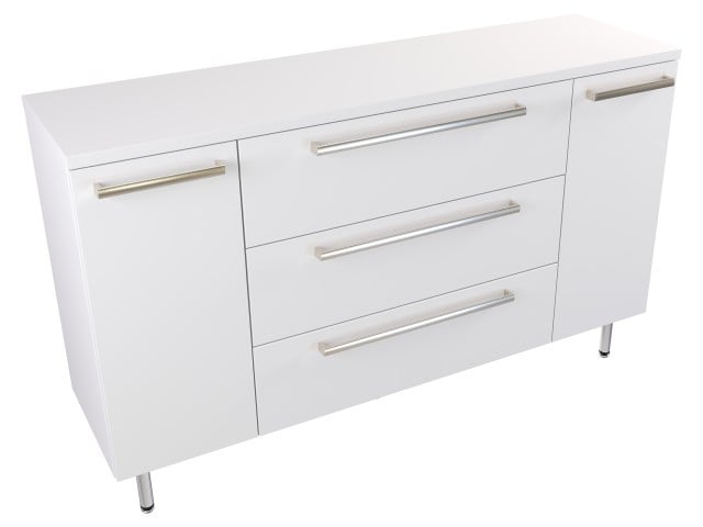 Szafka Stojąca Z Blatem ATH 140 cm DK - Biały Mat - Uchwyty Stal Szczotkowana