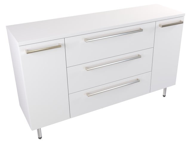 Szafka Stojąca Z Blatem ATH 140 cm KD - Biały Mat - Uchwyty Stal Szczotkowana