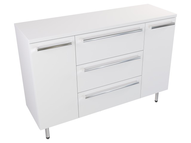 Szafka Stojąca Z Blatem ATH 120 cm DK - Biały Mat - Uchwyty Chromowane