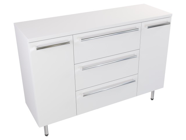 Szafka Stojąca Z Blatem ATH 120 cm KD - Biały Mat - Uchwyty Chromowane