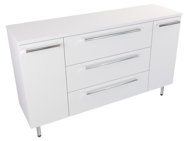 Szafka Stojąca Z Blatem ATH 140 cm KD - Biały Mat - Uchwyty Chromowane