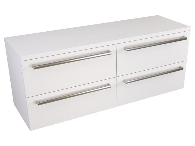 Szafka Wisząca Z Blatem ATH 120 cm DUO - Biały Mat - Uchwyty Stal Szczotkowana