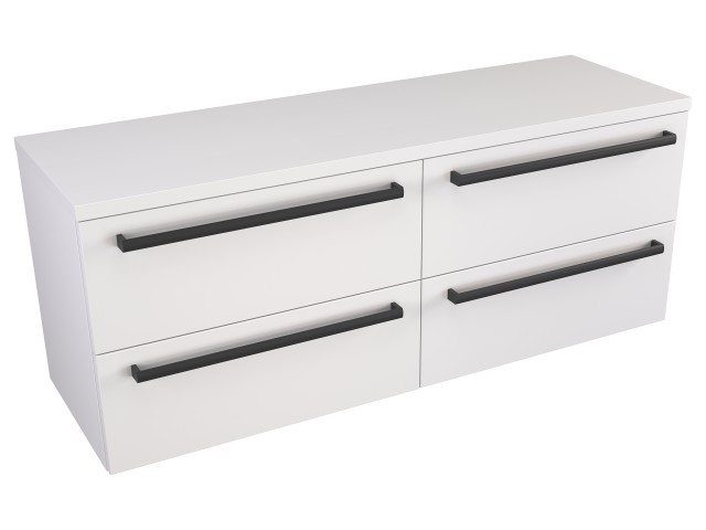 Szafka Wisząca Z Blatem ATH 120 cm S Prawa - Biały Mat - Uchwyty Czarne Matowe