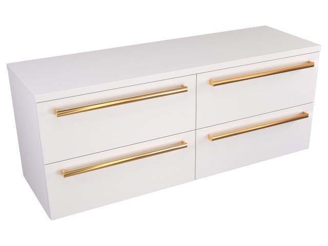 Szafka Wisząca Z Blatem ATH 120 cm DUO - Biały Mat - Uchwyty Złote Polerowane