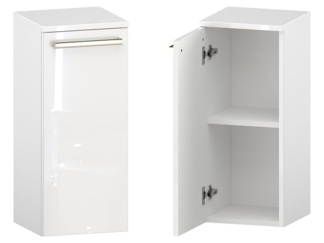 Słupek Łazienkowy ATH 30 cm DD Lewy - Biały Wysoki Połysk - Uchwyty Stal Szczotkowana