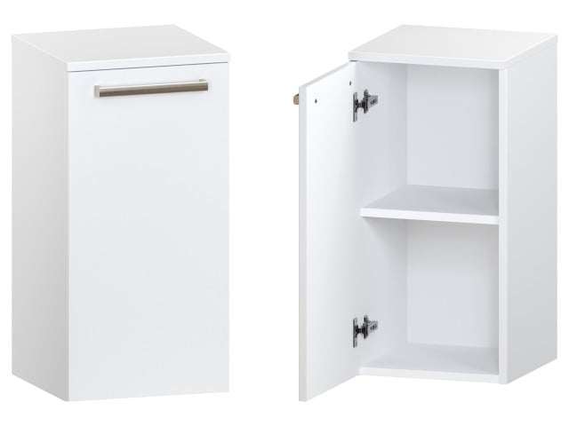 Słupek Łazienkowy ATH 35 cm DD Lewy - Biały Mat - Uchwyty Stal Szczotkowana