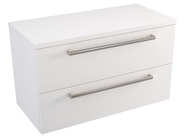 Szafka Wisząca Z Blatem ATH 80 cm - Biały Mat - Uchwyty Stal Szczotkowana