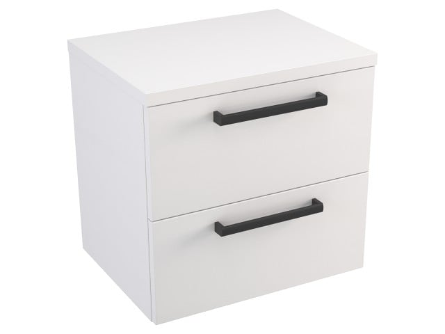 Szafka Wisząca Z Blatem ATH 50 cm - Biały Mat - Uchwyty Czarne Matowe