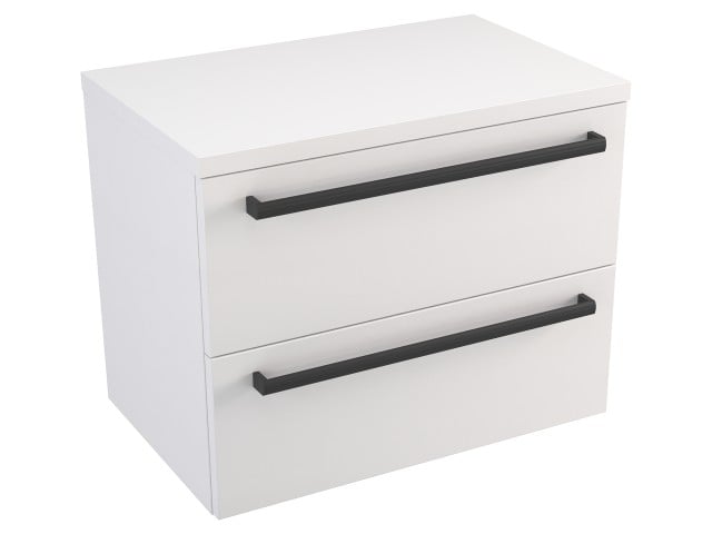 Szafka Wisząca Z Blatem ATH 60 cm - Biały Mat - Uchwyty Czarne Matowe