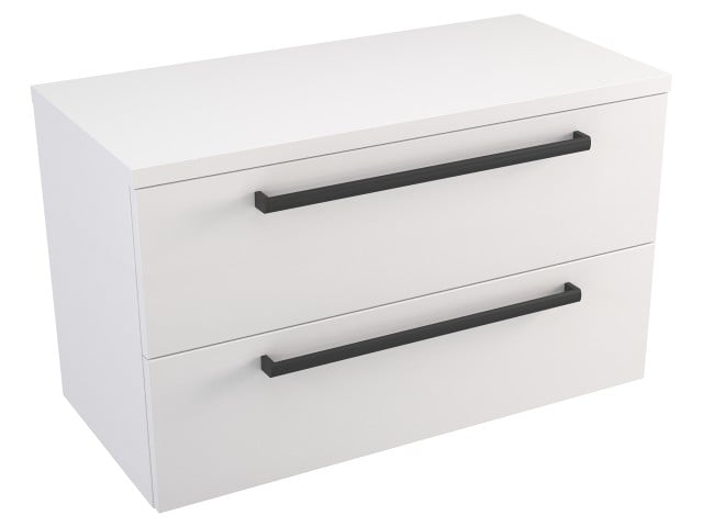 Szafka Wisząca Z Blatem ATH 80 cm - Biały Mat - Uchwyty Czarne Matowe