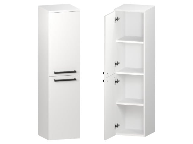 Słupek Łazienkowy ATH 35 cm 2D Lewy - Biały Mat - Uchwyty Czarne Matowe