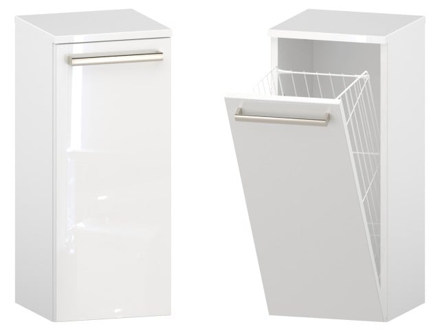 Słupek Łazienkowy ATH 30 cm K - Biały Wysoki Połysk - Uchwyty Stal Szczotkowana