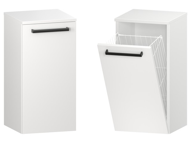 Słupek Łazienkowy ATH 35 cm K - Biały Mat - Uchwyty Czarne Matowe