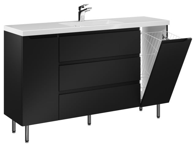 Szafka Stojąca Z Umywalką ETH 140 cm DK - Czarny Mat