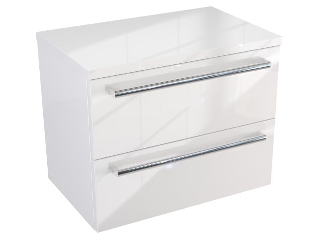 Szafka Wisząca Z Blatem ATH 60 cm - Biały Wysoki Połysk - Uchwyty Chromowane