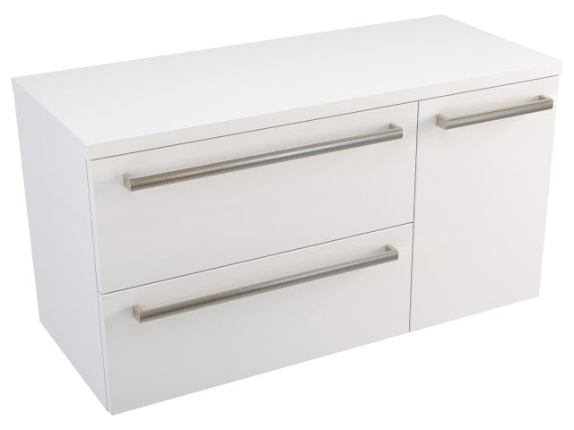 Szafka Wisząca Z Blatem ATH 90 cm D Lewa - Biały Mat - Uchwyty Stal Szczotkowana