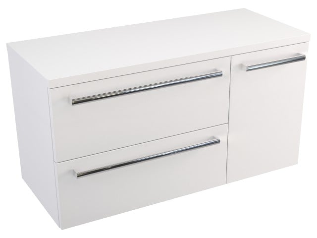 Szafka Wisząca Z Blatem ATH 90 cm D Lewa - Biały Mat - Uchwyty Chromowane