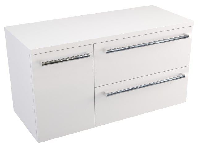 Szafka Wisząca Z Blatem ATH 90 cm D Prawa - Biały Mat - Uchwyty Chromowane