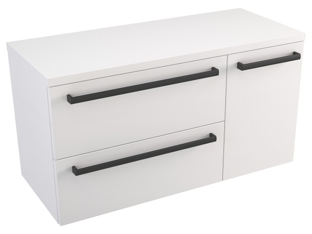 Szafka Wisząca Z Blatem ATH 90 cm D Lewa - Biały Mat - Uchwyty Czarne Matowe