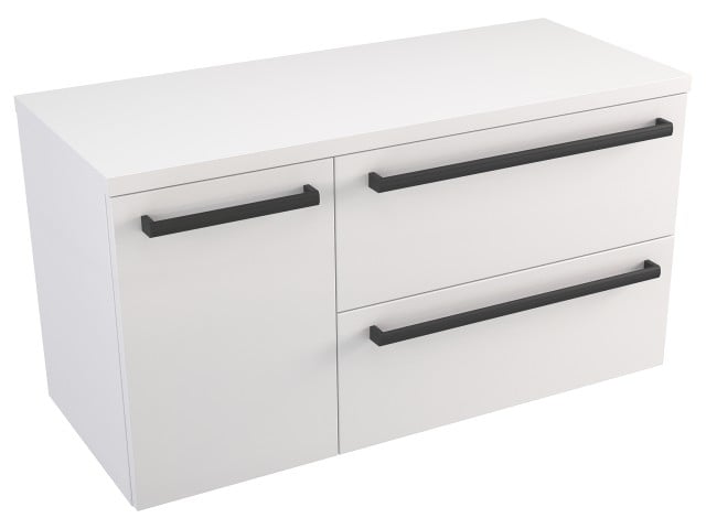 Szafka Wisząca Z Blatem ATH 90 cm D Prawa - Biały Mat - Uchwyty Czarne Matowe