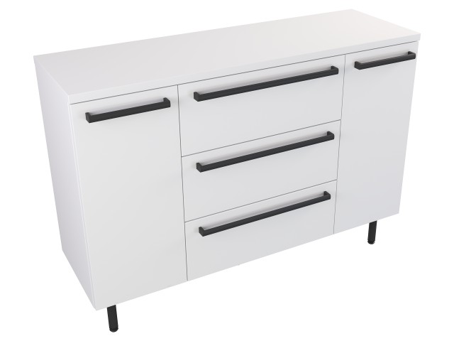 Szafka Stojąca Z Blatem ATH 120 cm KD - Biały Mat - Uchwyty Czarne Matowe