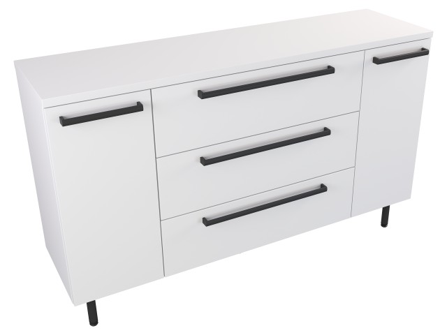 Szafka Stojąca Z Blatem ATH 140 cm DK - Biały Mat - Uchwyty Czarne Matowe