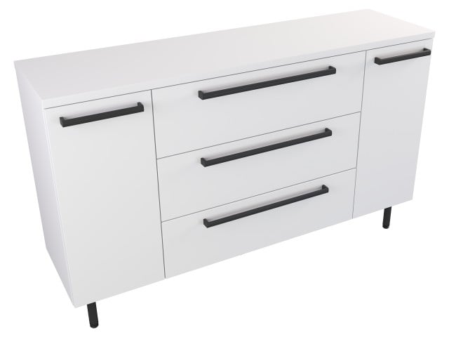 Szafka Stojąca Z Blatem ATH 140 cm KD - Biały Mat - Uchwyty Czarne Matowe