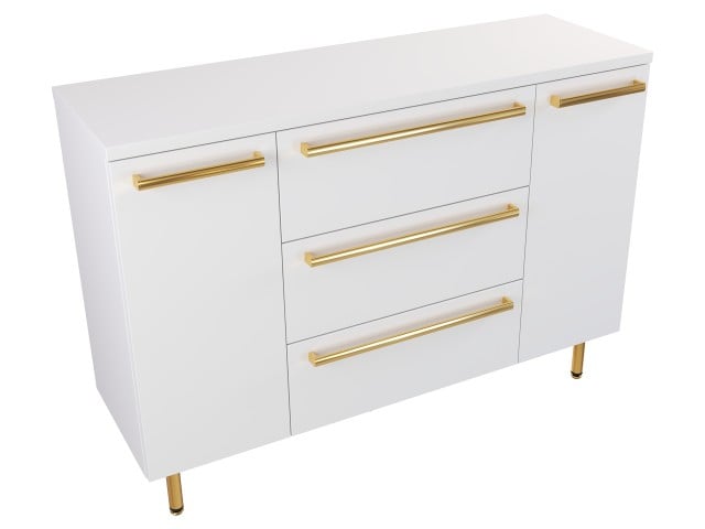 Szafka Stojąca Z Blatem ATH 120 cm DK - Biały Mat - Uchwyty Złote Polerowane