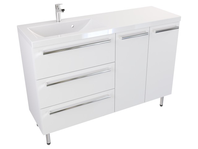 Szafka Stojąca Z Umywalką ATH 120 cm SD Lewa - Biały Mat - Uchwyty Chromowane