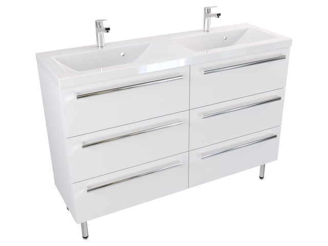 Szafka Stojąca Z Umywalką ATH 120 cm DUO - Biały Mat - Uchwyty Chromowane