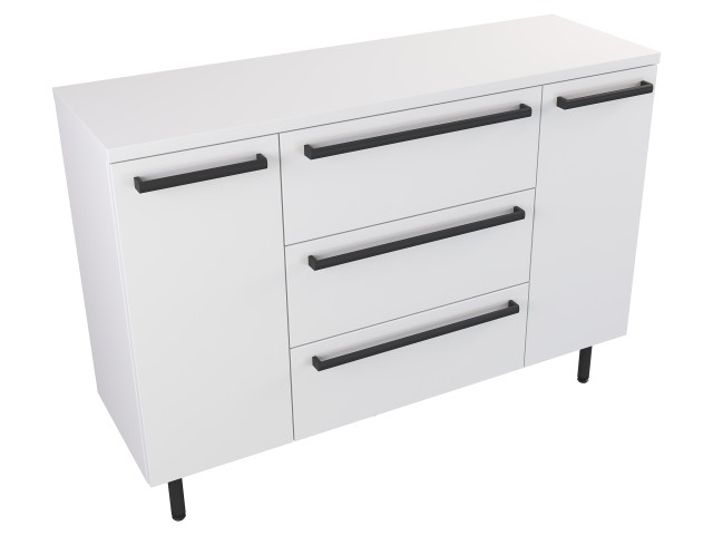 Szafka Stojąca Z Blatem ATH 120 cm D - Biały Mat - Uchwyty Czarne Matowe