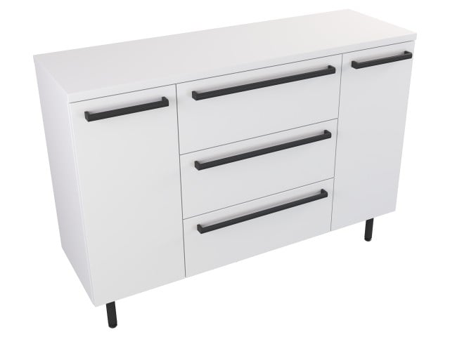 Szafka Stojąca Z Blatem ATH 120 cm K - Biały Mat - Uchwyty Czarne Matowe