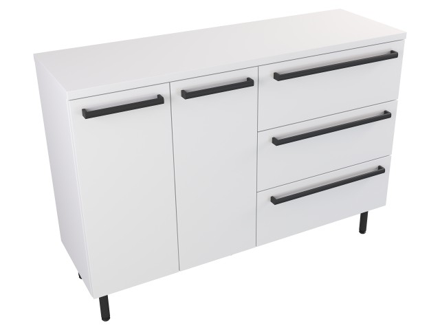 Szafka Stojąca Z Blatem ATH 120 cm DS Prawa - Biały Mat - Uchwyty Czarne Matowe
