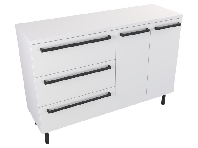 Szafka Stojąca Z Blatem ATH 120 cm SD Lewa - Biały Mat - Uchwyty Czarne Matowe