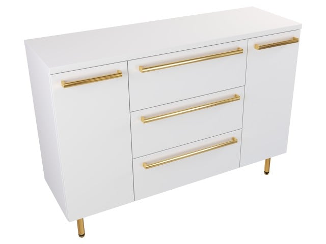 Szafka Stojąca Z Blatem ATH 120 cm K - Biały Mat - Uchwyty Złote Polerowane