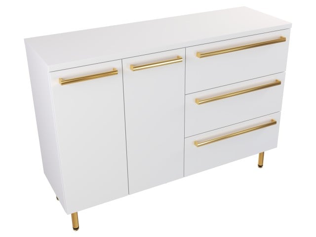 Szafka Stojąca Z Blatem ATH 120 cm DS Prawa - Biały Mat - Uchwyty Złote Polerowane