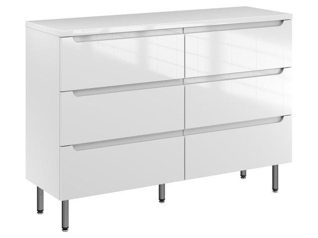 Szafka Stojąca Z Blatem ETH 120 cm DUO - Biały Wysoki Połysk