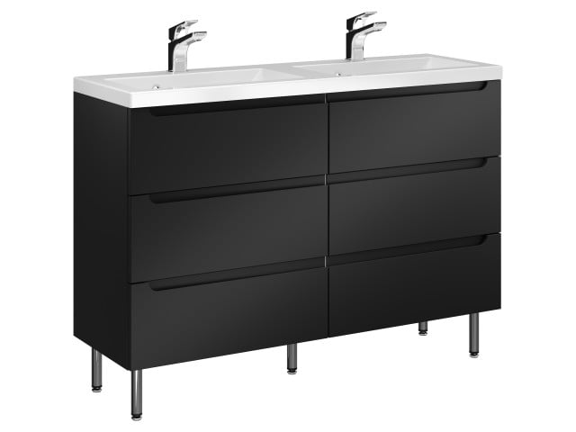 Szafka Stojąca Z Umywalką ETH 120 cm DUO - Czarny Mat