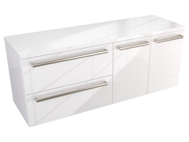 Szafka Wisząca Z Blatem ATH 120 cm SD Lewa - Biały Wysoki Połysk - Uchwyty Stal Szczotkowana