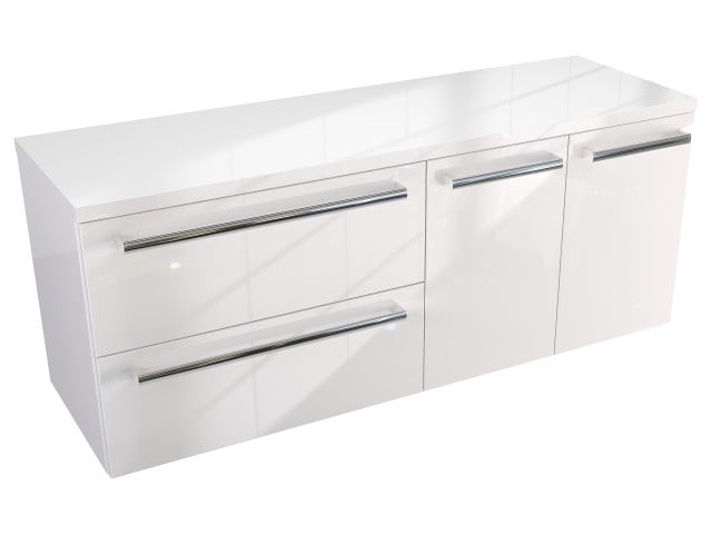 Szafka Wisząca Z Blatem ATH 120 cm SD Lewa - Biały Wysoki Połysk - Uchwyty Chromowane