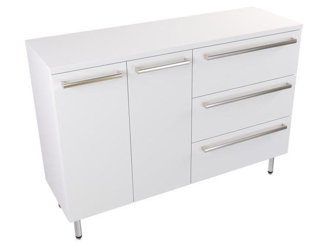 Szafka Stojąca Z Blatem ATH 120 cm DS Prawa - Biały Mat - Uchwyty Stal Szczotkowana