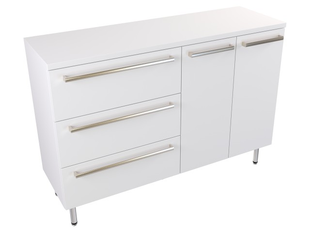 Szafka Stojąca Z Blatem ATH 120 cm SD Lewa - Biały Mat - Uchwyty Stal Szczotkowana