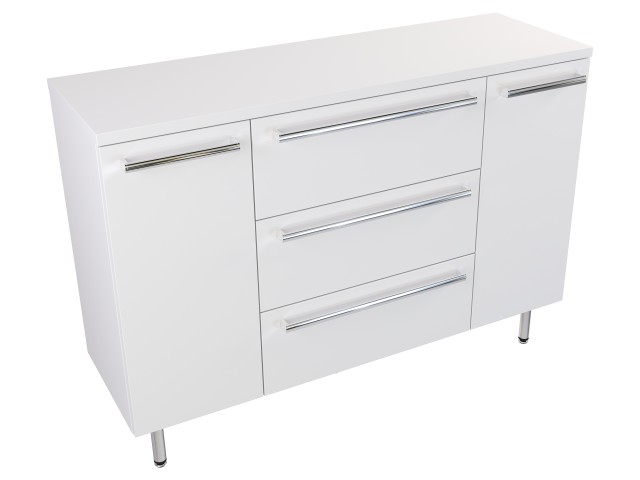 Szafka Stojąca Z Blatem ATH 120 cm D - Biały Mat - Uchwyty Chromowane