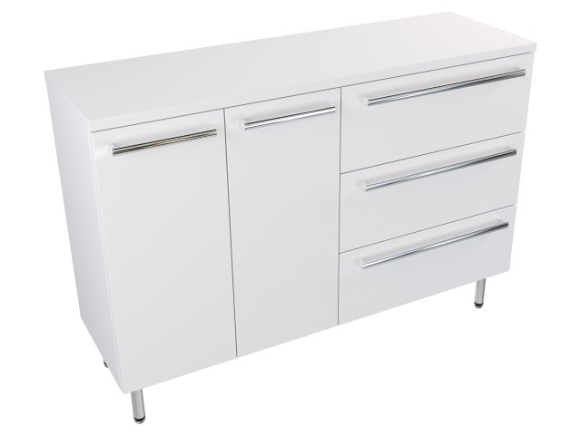 Szafka Stojąca Z Blatem ATH 120 cm DS Prawa - Biały Mat - Uchwyty Chromowane