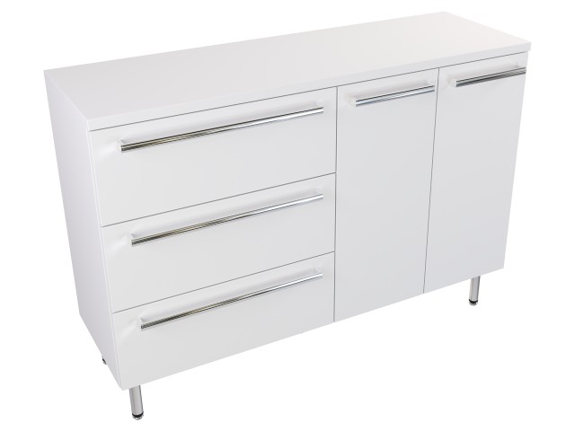 Szafka Stojąca Z Blatem ATH 120 cm SD Lewa - Biały Mat - Uchwyty Chromowane