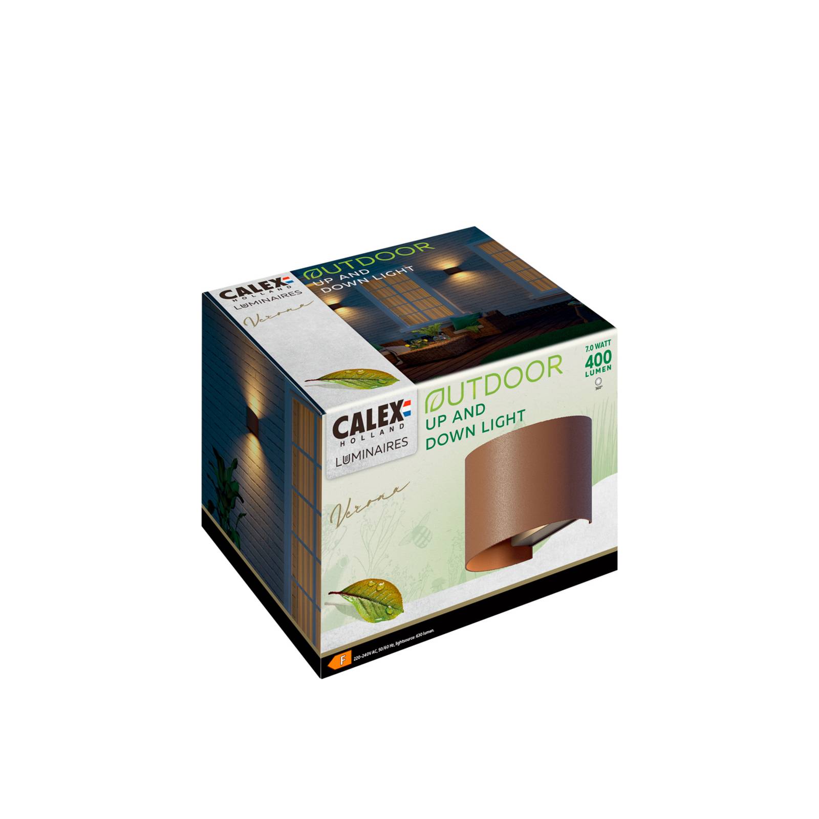 Calex kinkiet zewnętrzny LED Oval, Up/Down, wysokość 10cm, rdzawobrązowy