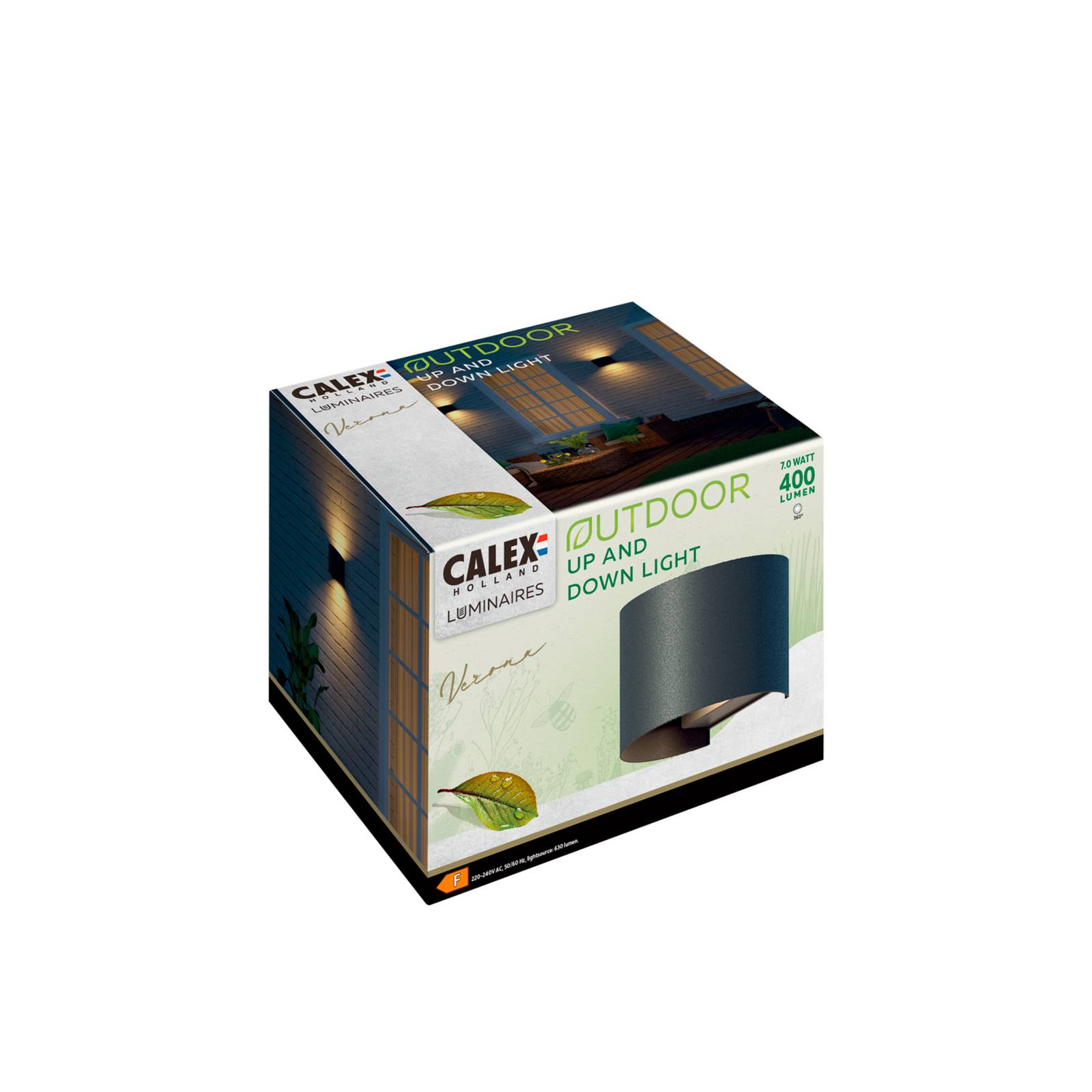 Kinkiet zewnętrzny LED Calex Oval, Up/Down, wysokość 10 cm, czarny