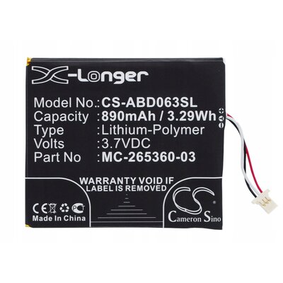 Cameron Sino Amazon Kindle 7 58-000083 890mAh 3.29Wh Li-Polymer 3.7V