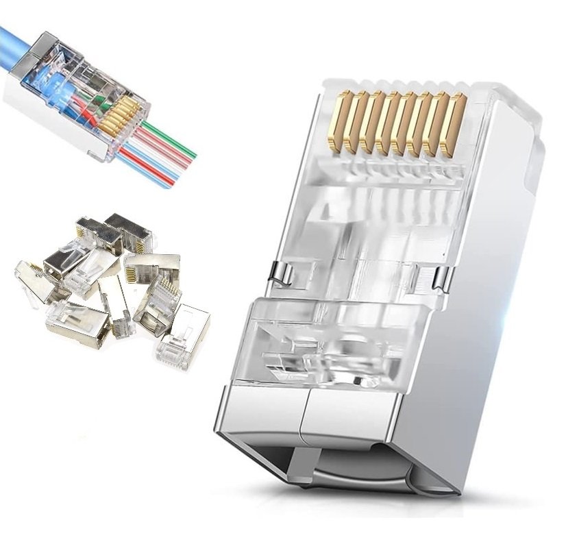 Wtyk RJ45 EZ kat 6 przelotowe STP FTP 10szt ekran